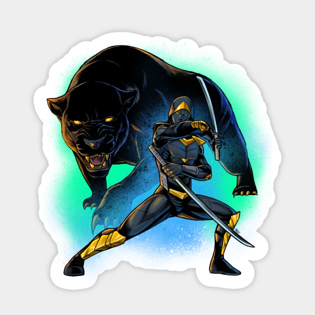 Ninja Panther Sticker by JackComicArt